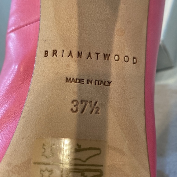 Brian Atwood “Maniac” Barbie Pink nubuck leather platform pumps rounded toe 37.5 - Picture 7 of 15